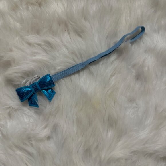 Aqua Sequin Bow on Aqua Skinny FOE Headband - Picture 1 of 1